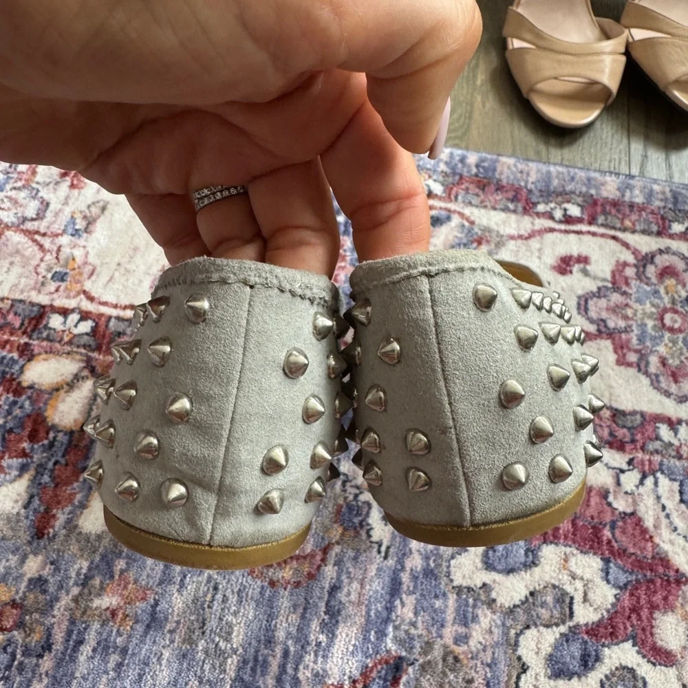 Christian Louboutin Gray Studded Women's Flats - Picture 2 of 4